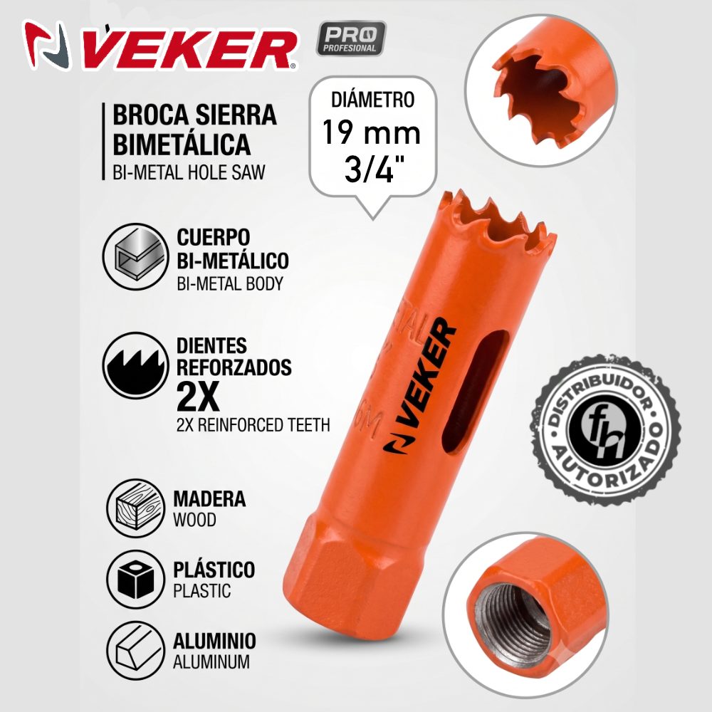 Brocasierra 3/4 Bimetálica (19mm) Para Madera Veker 12641