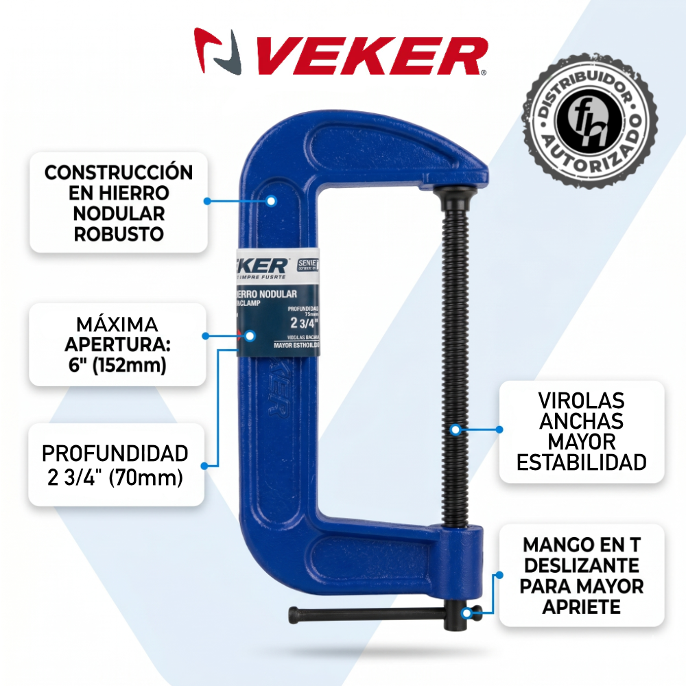 Prensa De Hierro Nodular 6pulg Para Carpintería Veker 12458