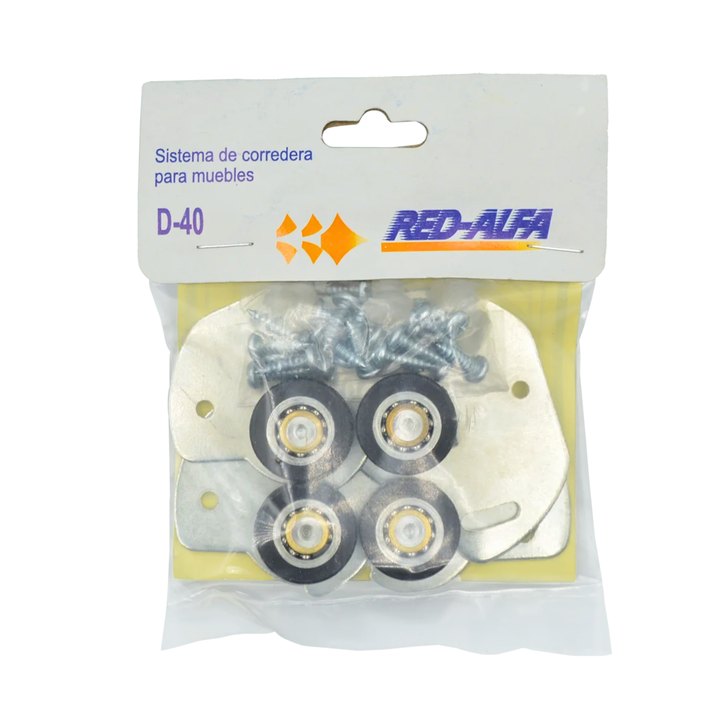 Sistema Carretilla D-40 (Tipo D-25) Para Puerta Corrediza De Mueble 2 Puertas
