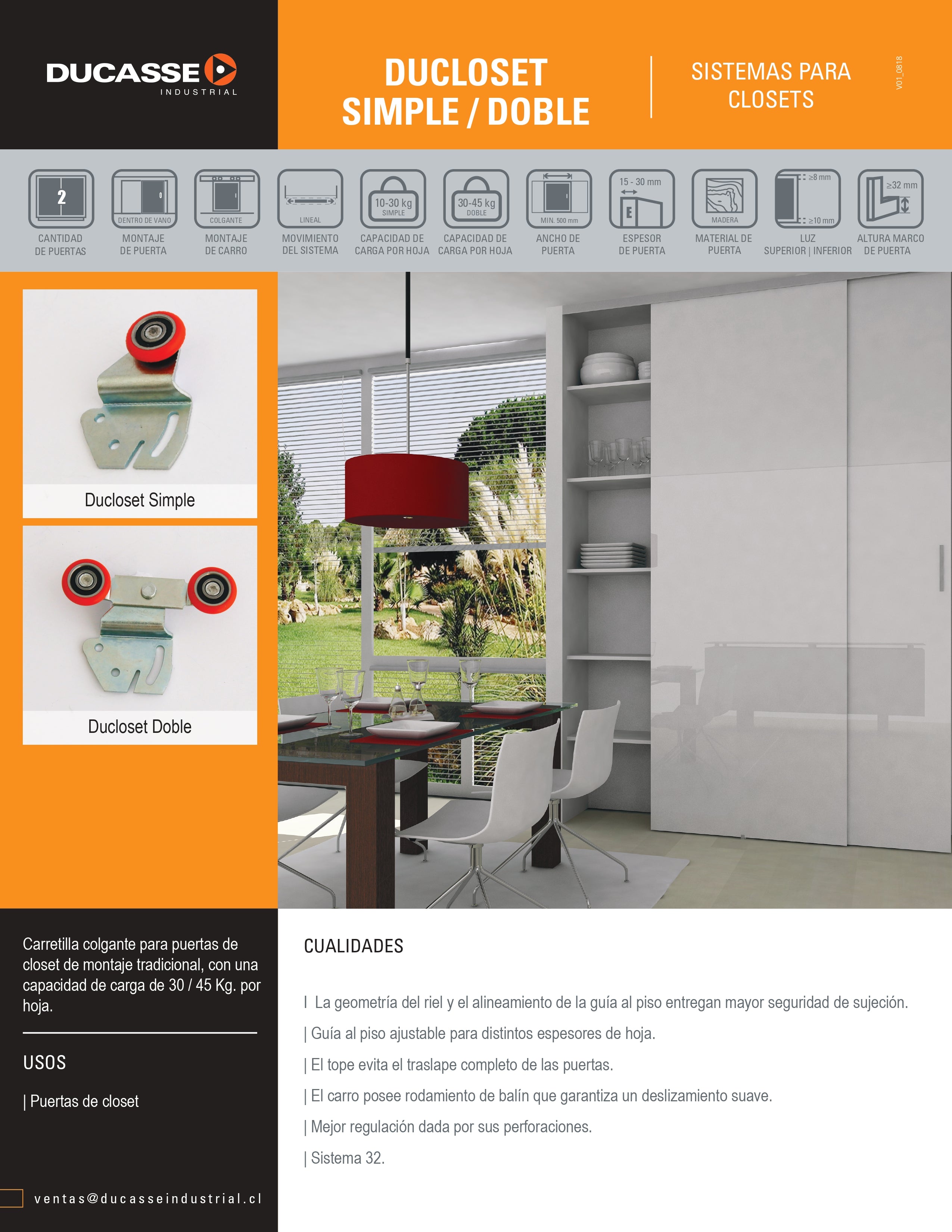 Sistema Colgante Para Closet Ducloset Doble Ducasse