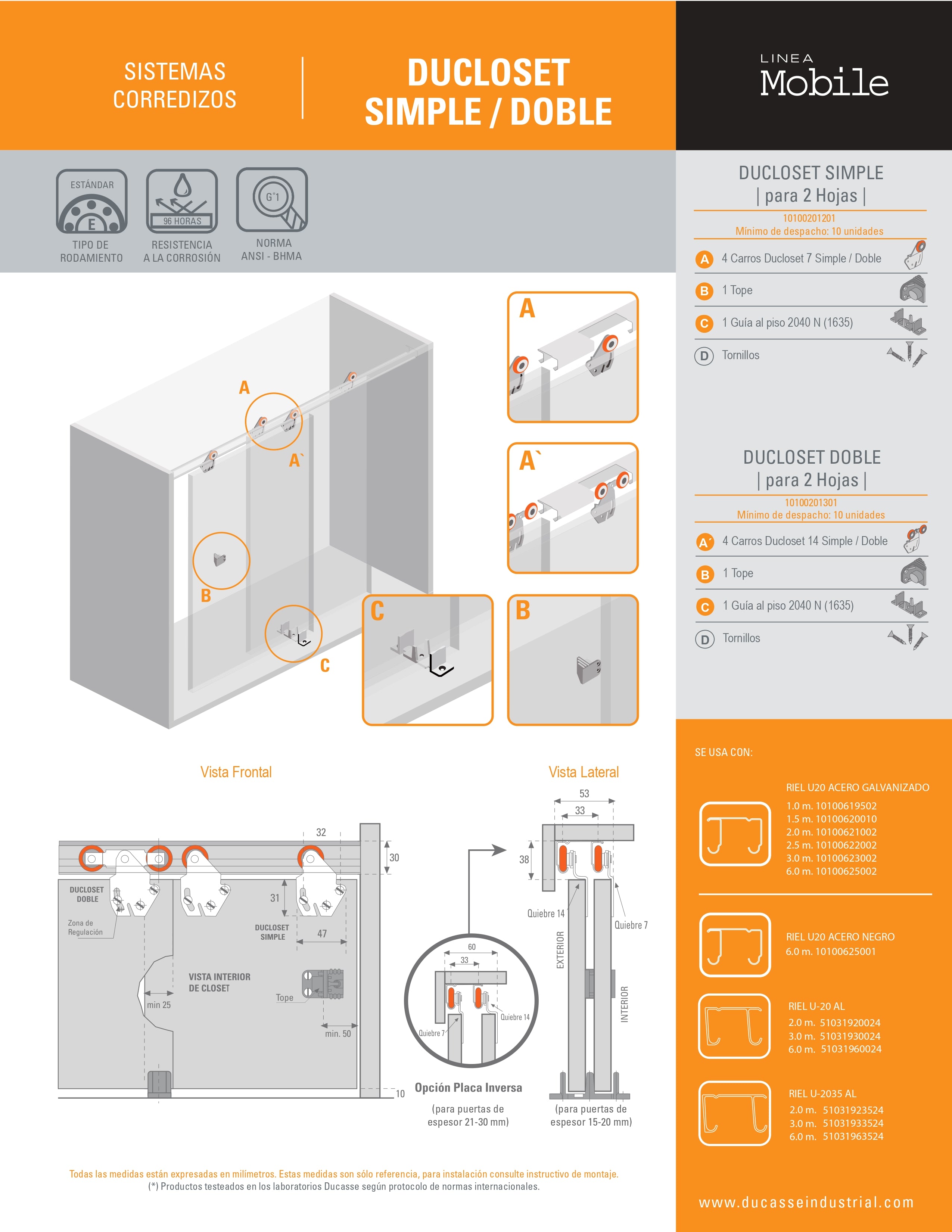 Sistema Colgante Para Closet Ducloset Doble Ducasse