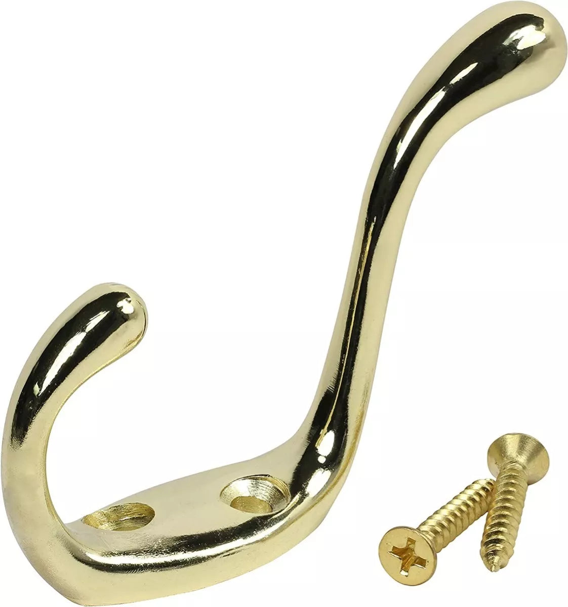 Gancho Perchero Italiano Colgador Doble Latón Brillante Con Tornillos