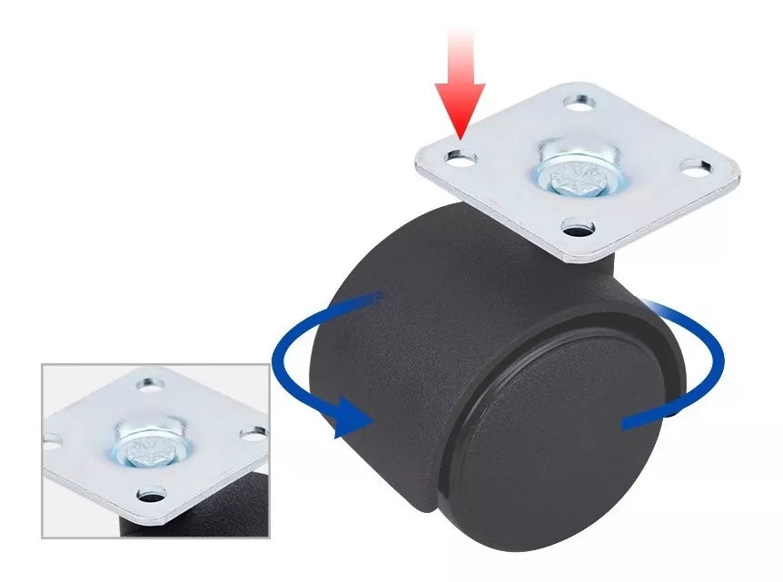 Rodaja Giratoria Nylon Tipo Yoyo Con Placa y Freno 4 Piezas