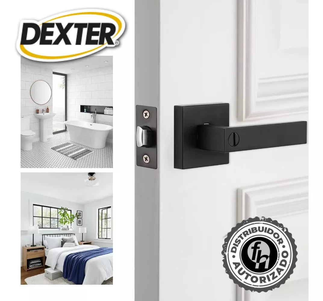 Cerradura Manija Cuadrada Baño Negro Mate 65192 Dexter