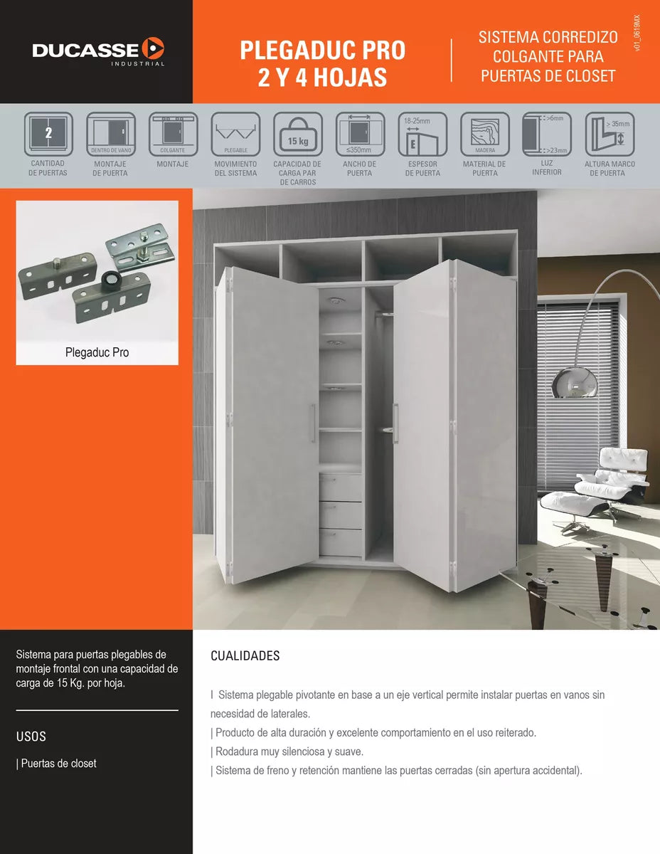 Sistema Plegable Para Closet Plegaduc Pro 2 Hojas Ducasse