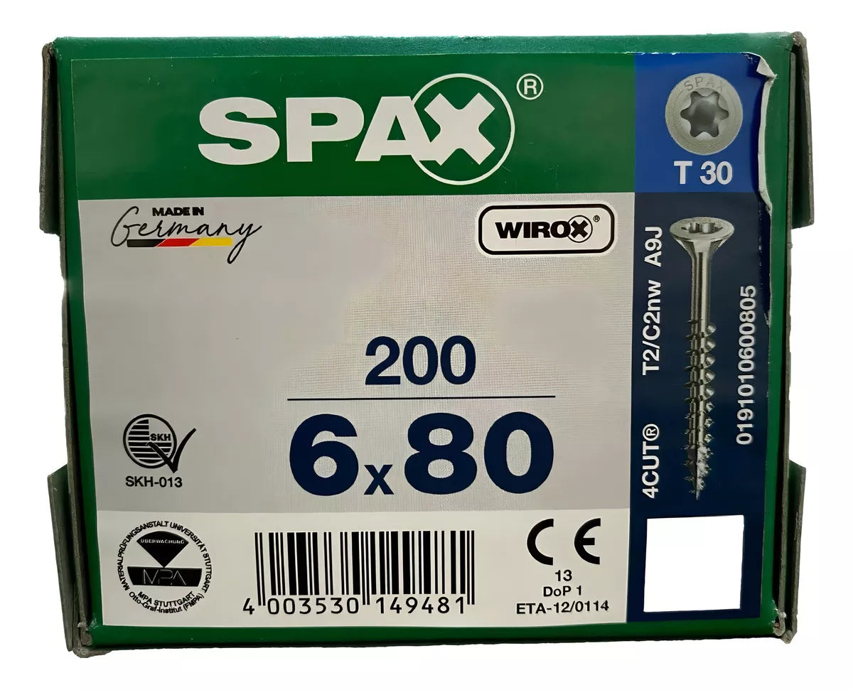 Tornillo Spax Madera 6x80 mm Media Cuerda T30