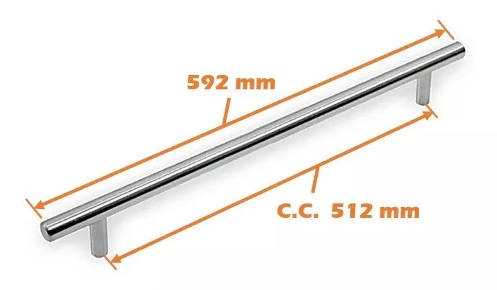 Jaladera Manija De Barra Hueca 59.2 cm Acero Inoxidable con tornillo