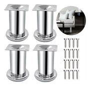 Pata Para Sofá y Muebles Redonda Acero Cromo 10 cm Con Tornillos