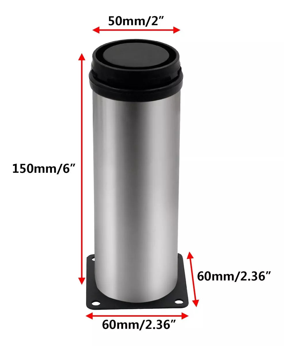 Pata Para Sofá y Muebles Regulable Redonda Acero Cromo 15-16 cm Con Tornillos