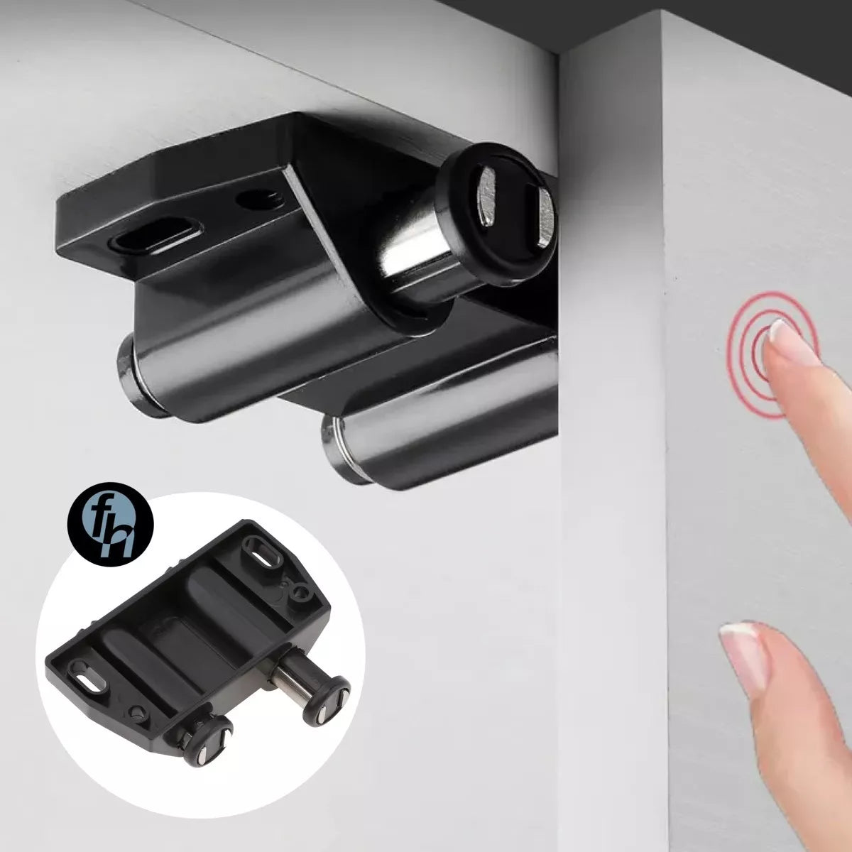 Resbalón De Imán Automático Doble Magnético Push Open Con Tornillos