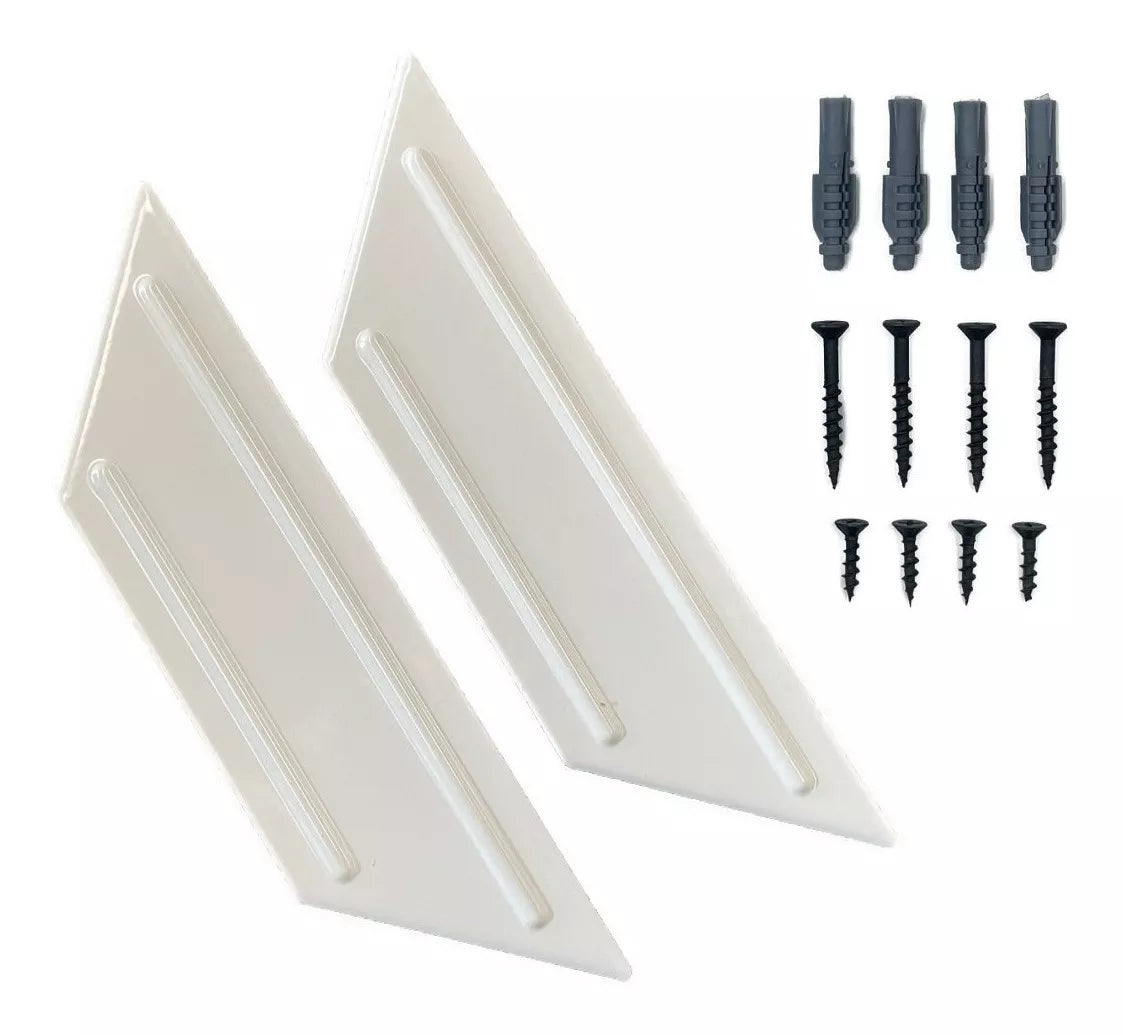 Set 3 Repisas Melamina 40x20 cm Blanco Soporte Lateral