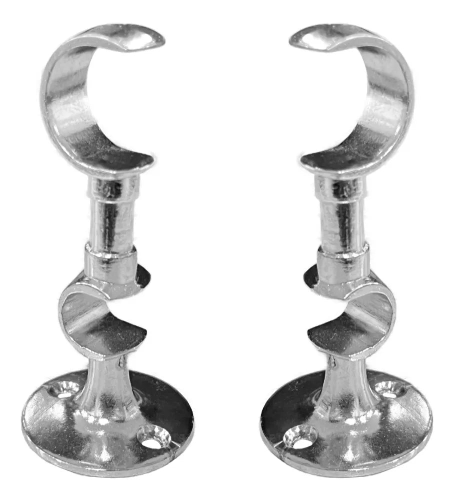 Soporte Doble Central Tubo Redondo Para Cortinero 1 Juego