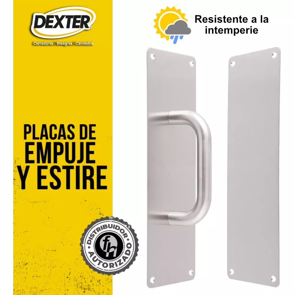 Placa Estire y Empuje Dexter Para Puertas Acero Inoxidable