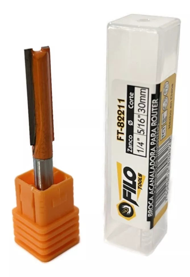 Broca Acanaladora Router Diámetro 5/16" Zanco 1/4" Corte 30 mm