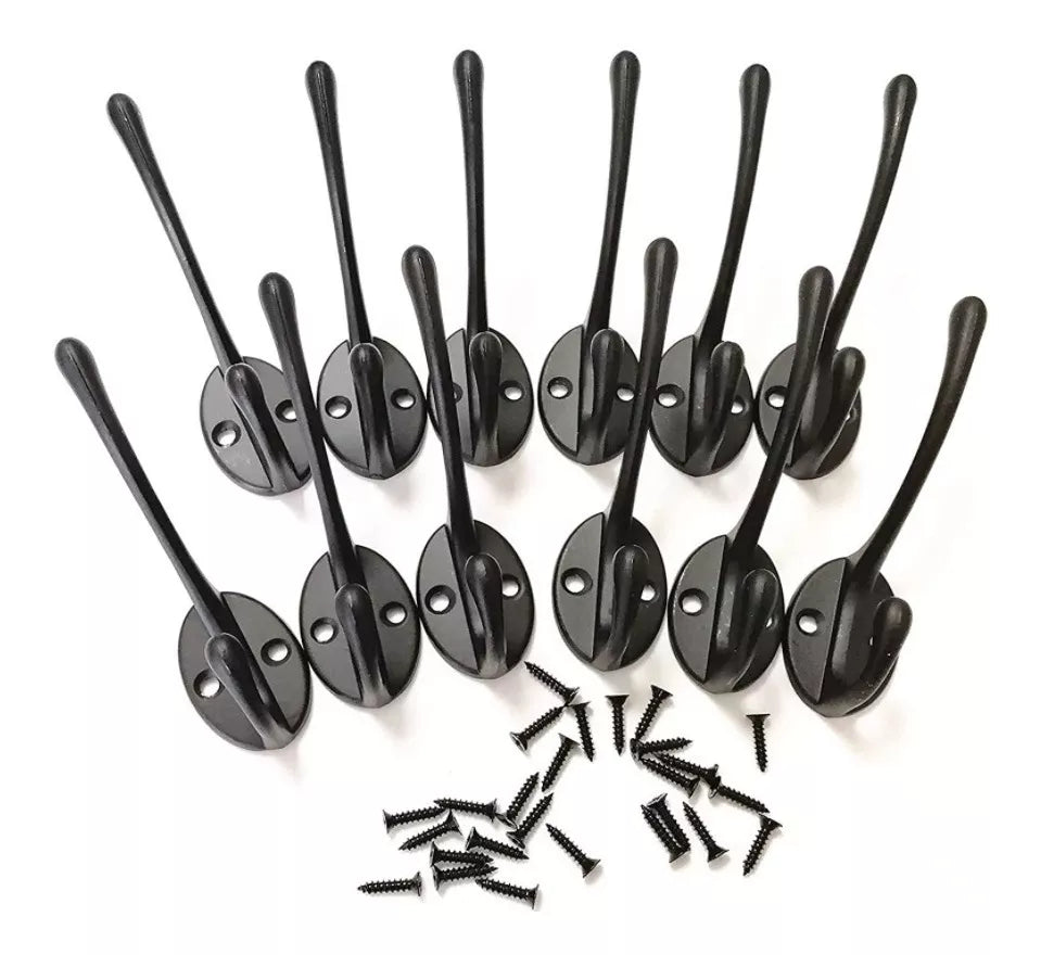 Gancho Perchero Reforzado Colgador De Pared Negro Mate Con Tornillos
