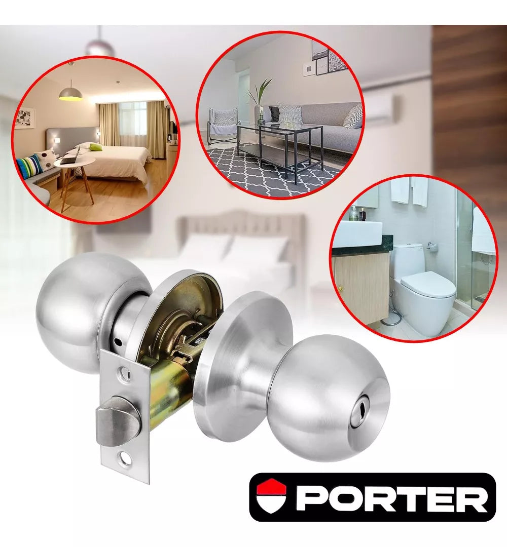 Cerradura Chapa De Perilla Baño Acero Inoxidable Porter