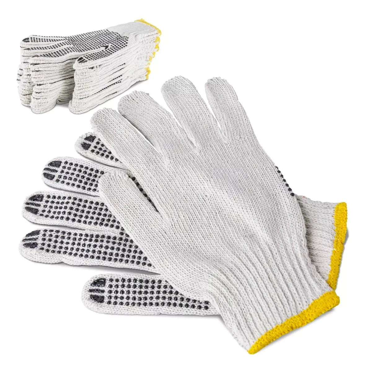 Guantes De Trabajo Tela Con Puntos Antideslizantes Negro