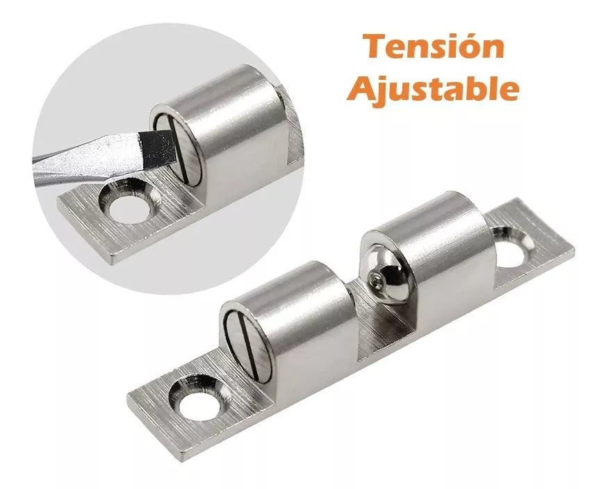 Resbalón Doble Bala Grande 60 mm Níquel Satinado 50 Piezas