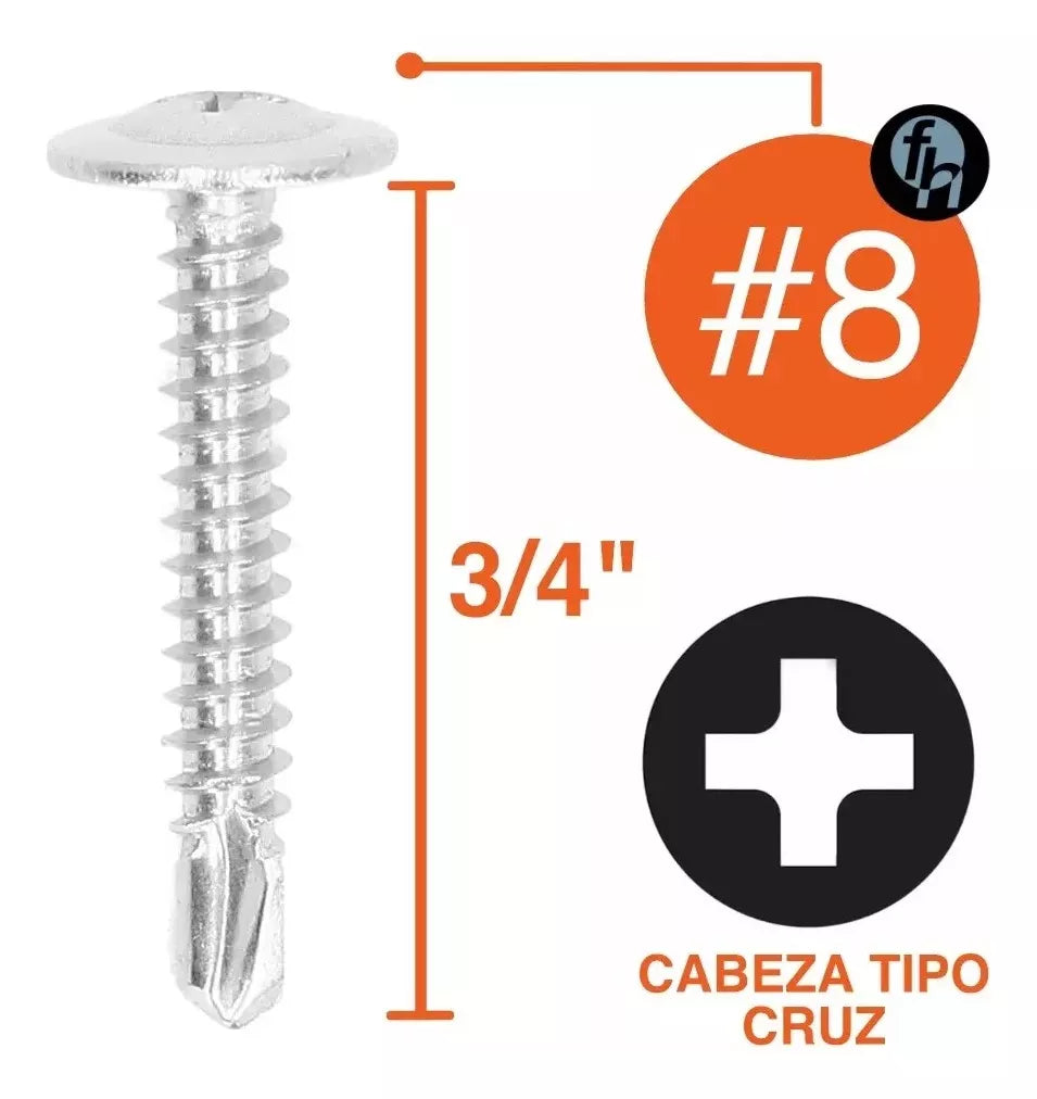 Pija K-Lath Punta De Broca 8x3/4'' Cabeza Plana Cruz
