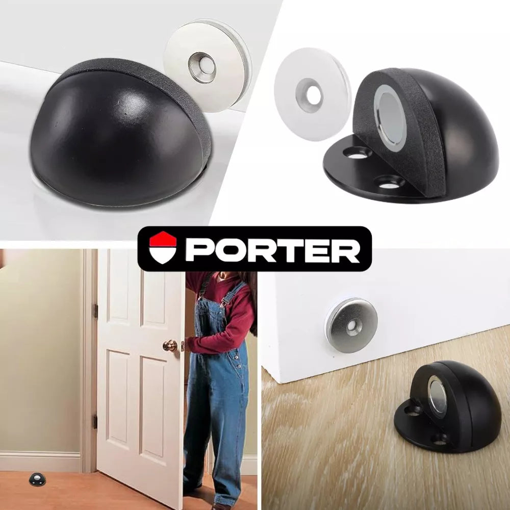 Tope Media Luna Magnético Para Puerta Negro Mate