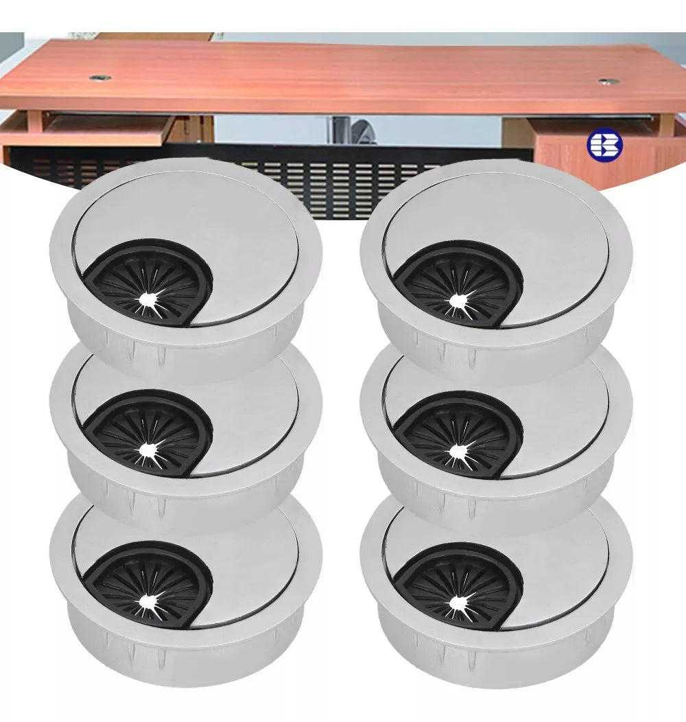 Pasacables Diámetro 50 mm Plateado Organizador de Cables Escritorio
