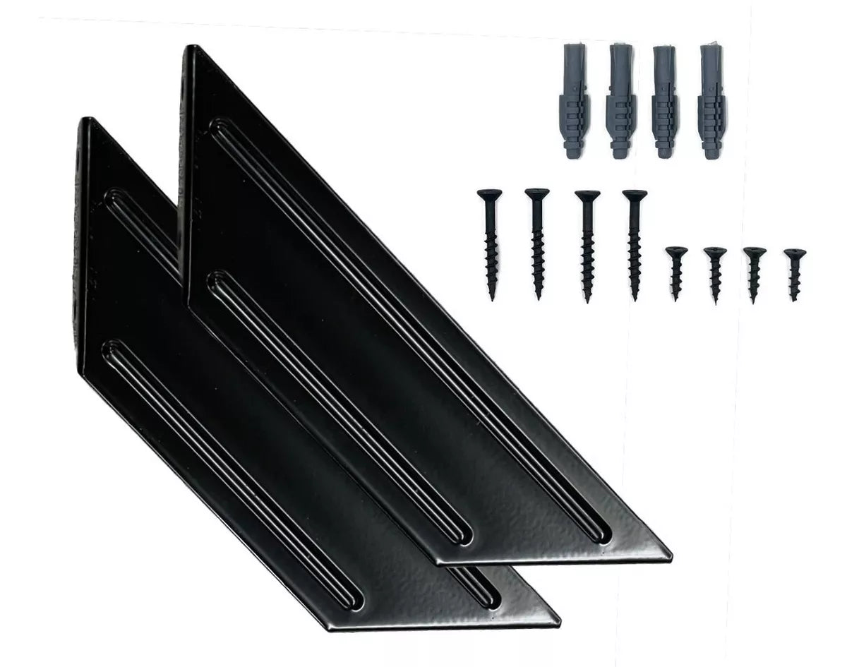 Set 3 Repisas Melamina 40x20 cm Negro Mate Soporte Lateral