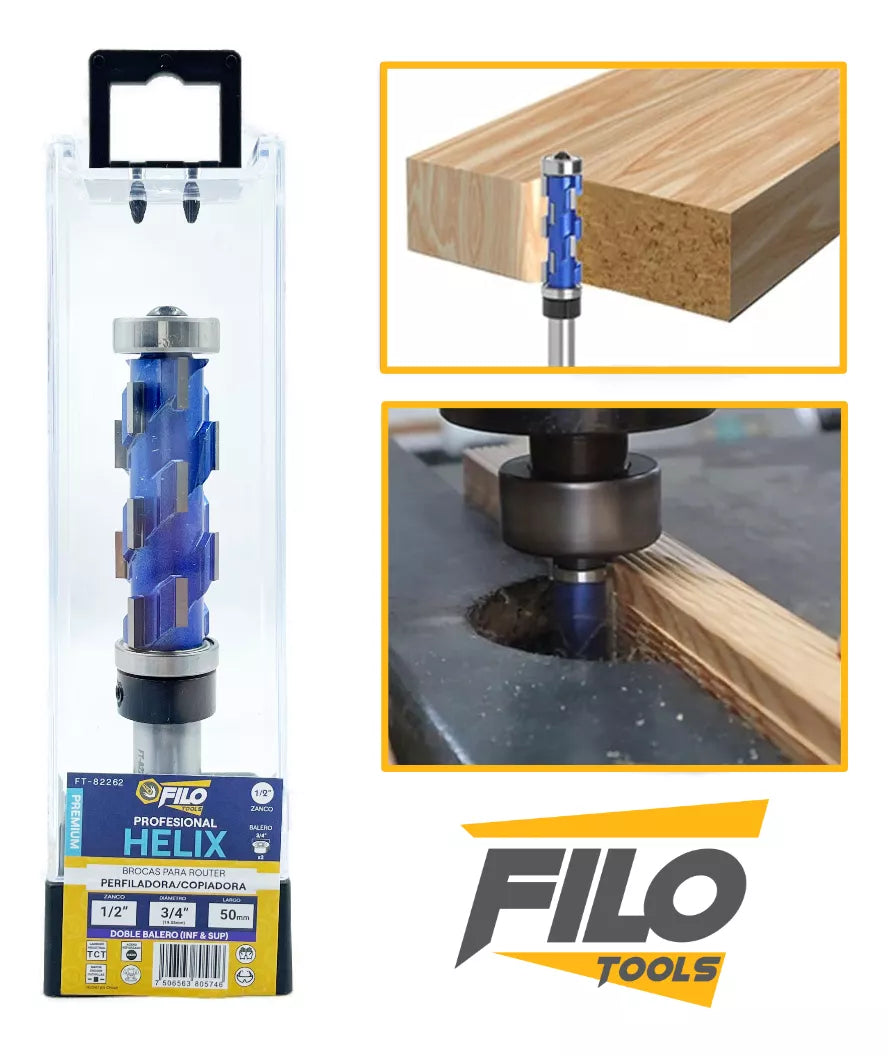 Broca Perfiladora Router "Helix" Doble Balero 1/2x3/4"