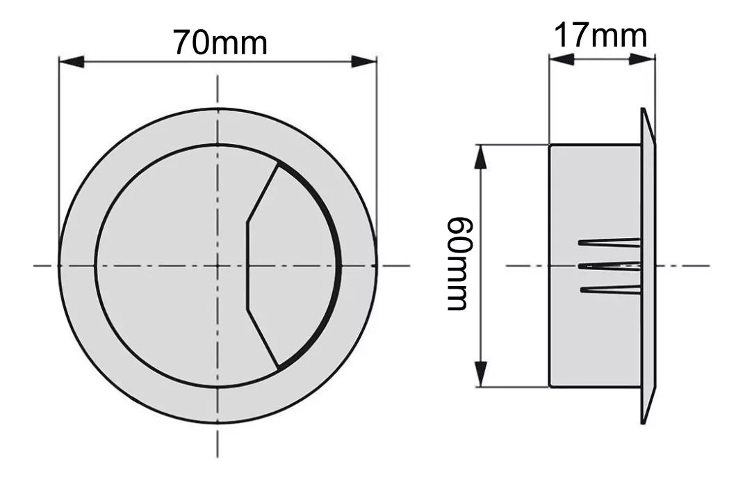 Pasacables Diámetro 60 mm Plateado Organizador de Cables Escritorio