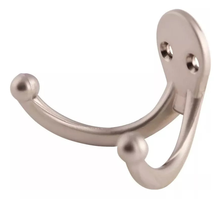 Gancho Perchero Doble Para Pared Níquel Satinado Handy Home