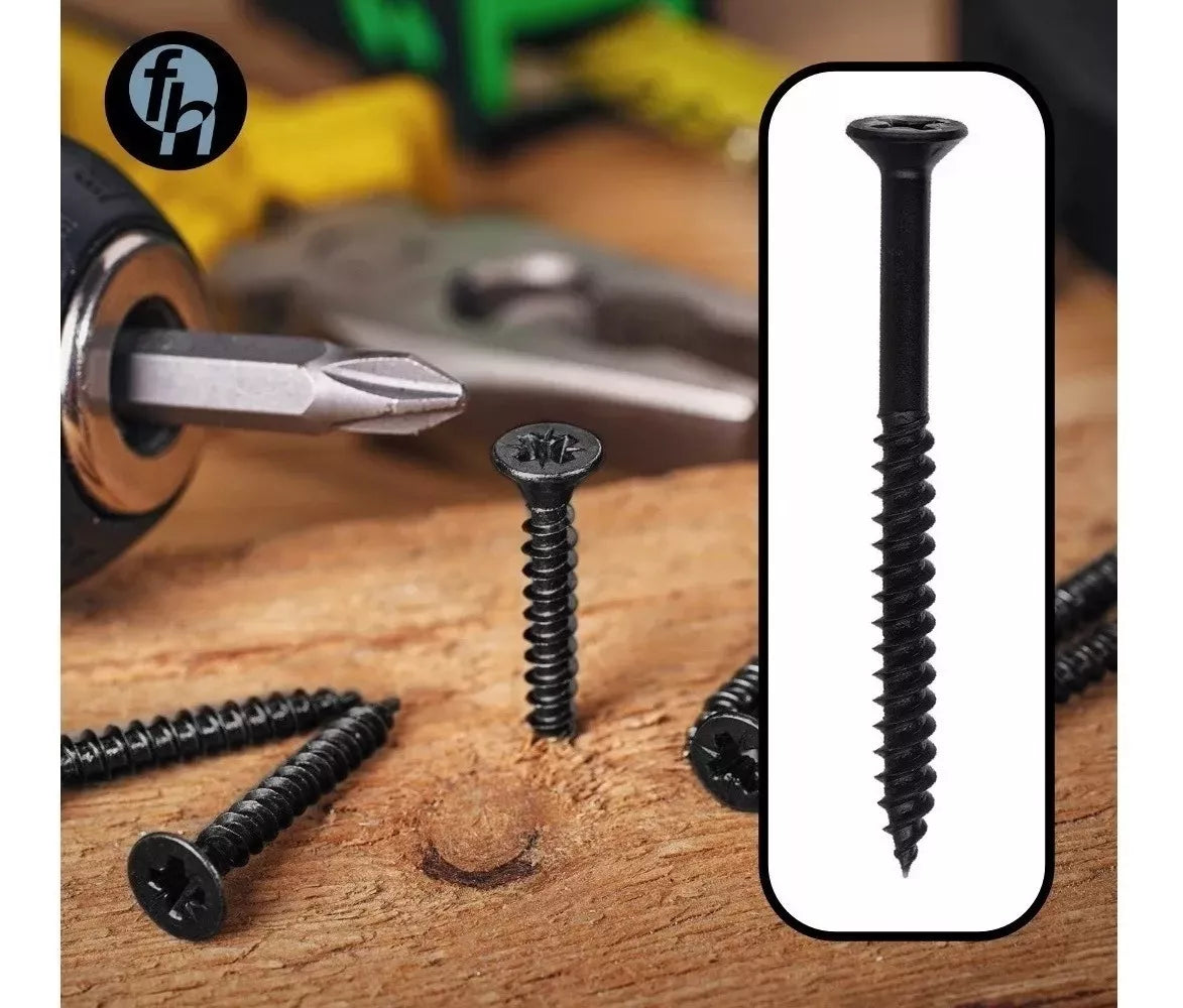 Tornillo Para Madera Aglomerado Negro 14x4'' Cruz Plana