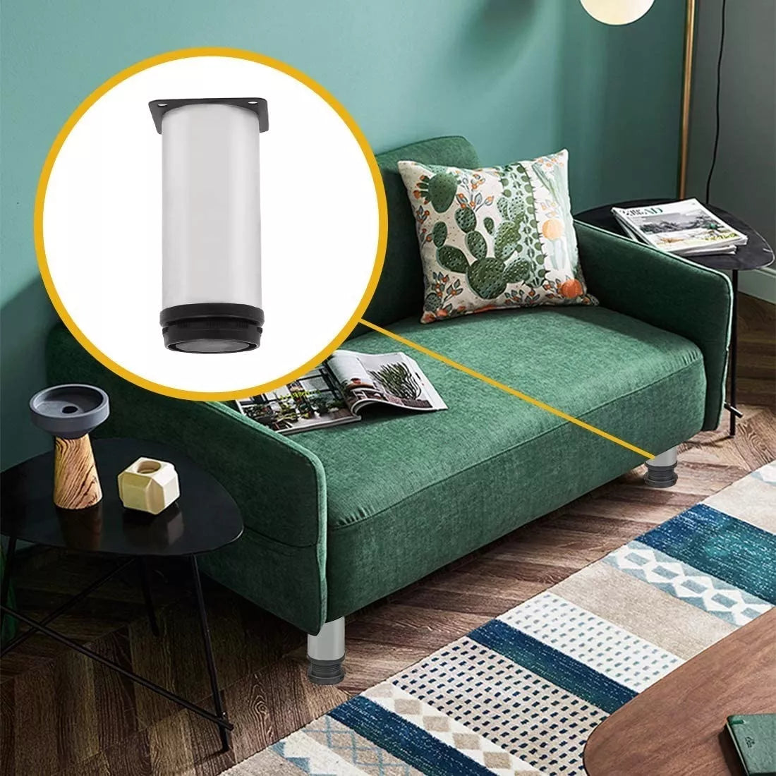 Pata Para Sofá y Muebles Regulable Redonda Acero Cromo 12-13 cm Con Tornillos