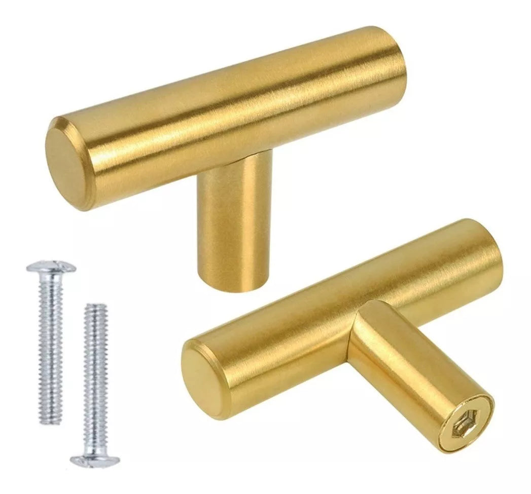Jaladera Manija De Barra Hueca 4 cm Latón Brillante Con Tornillo