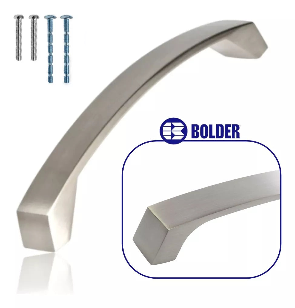 Jaladera Para Muebles Modelo "N" Níquel Satinado Con Tornillos