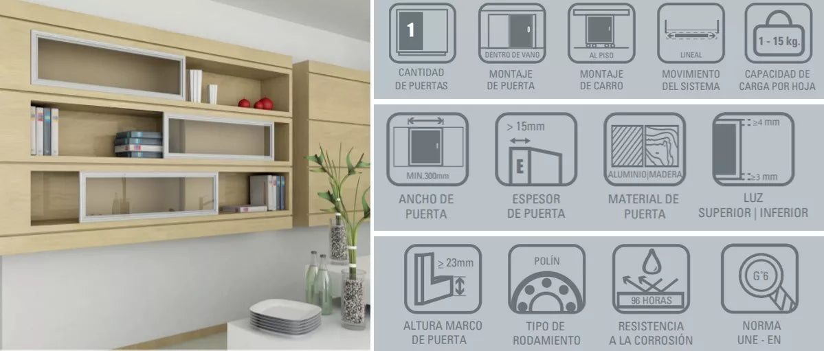 Sistema Corredizo Para Puerta De Mueble D-25 Ducasse