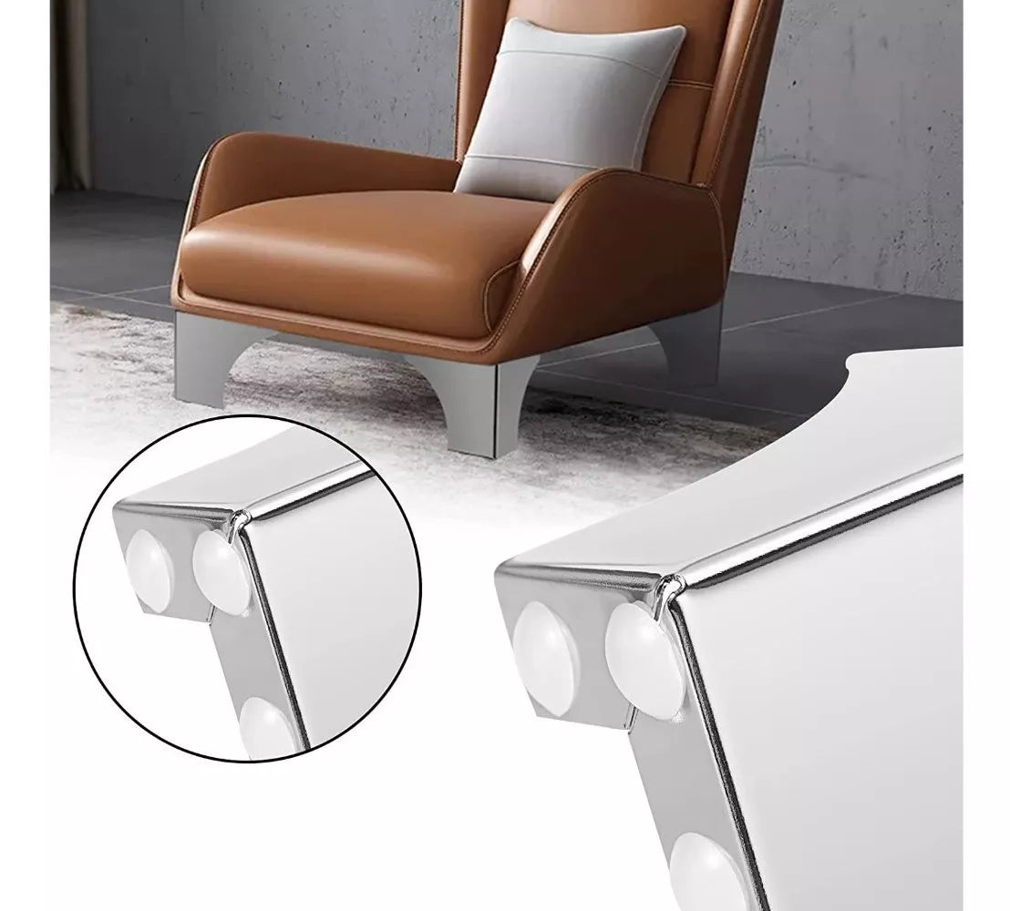Pata Para Sofá y Muebles Esquinera 10 cm Acero Cromo 4 Piezas Con Tornillos