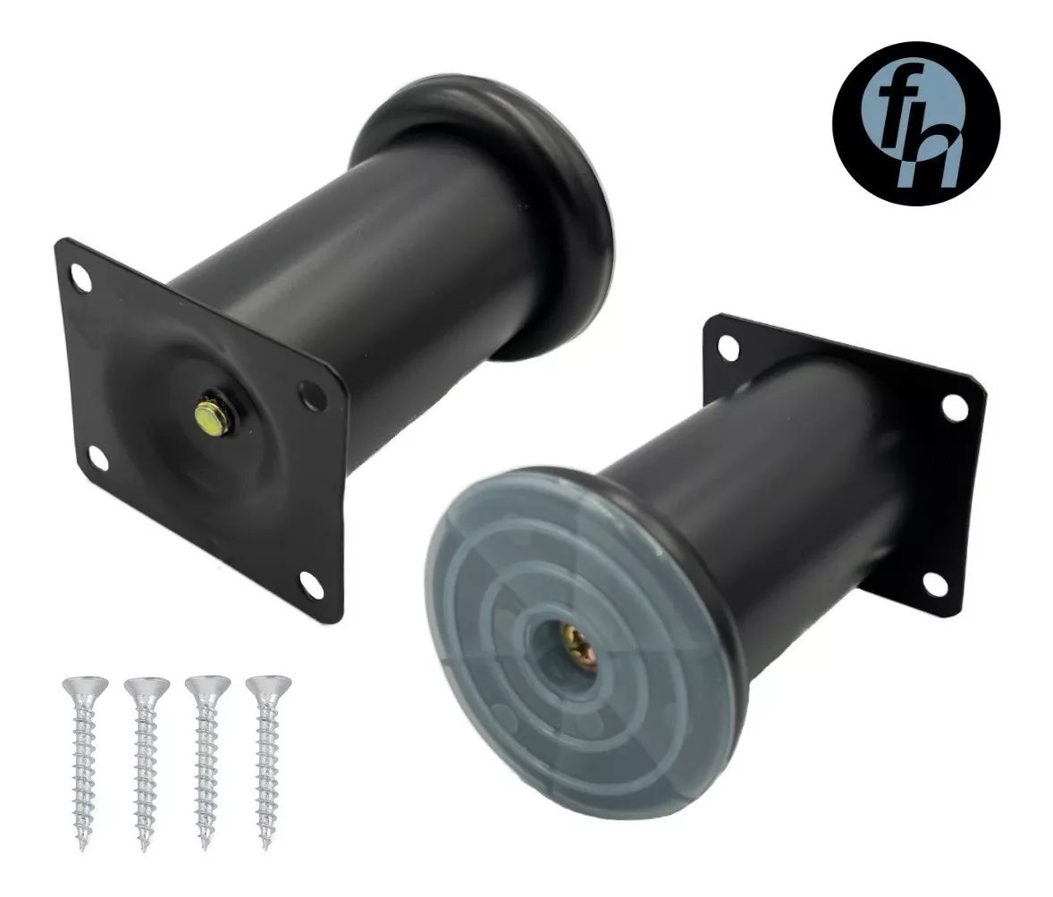 Pata Para Sofá y Muebles Redonda Acero Negro Mate 12 cm Con Tornillos