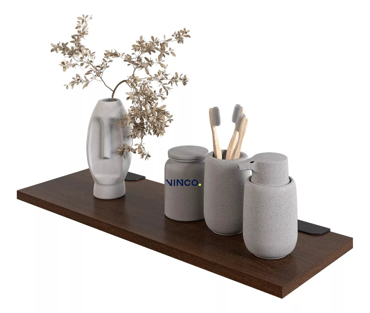Repisa Flotante 20x60 cm Wengue Soporte Oculto Reforzado Minimalista