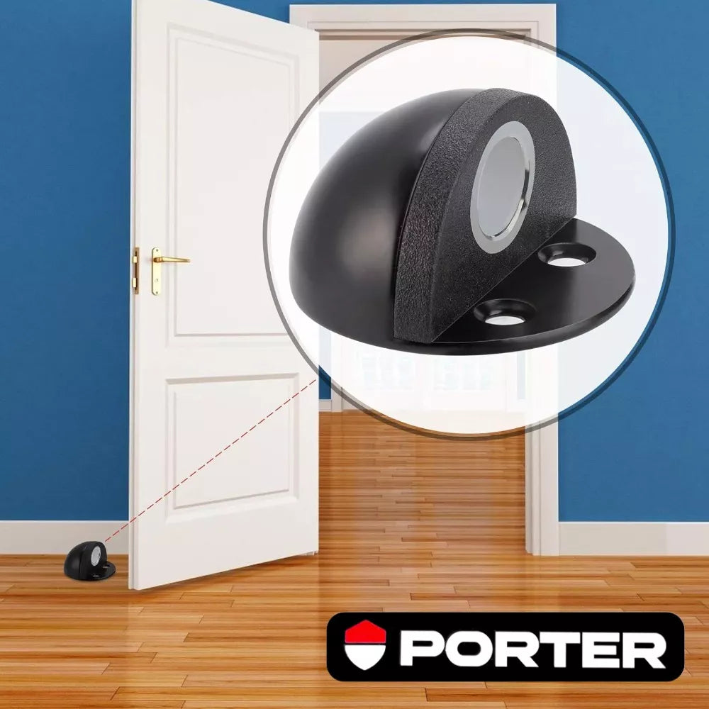 Tope Media Luna Magnético Para Puerta Negro Mate