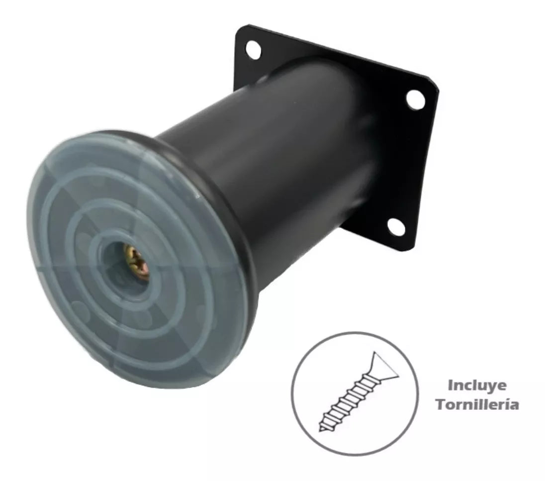 Pata Para Sofá y Muebles Redonda Acero Negro Mate 10 cm Con Tornillos