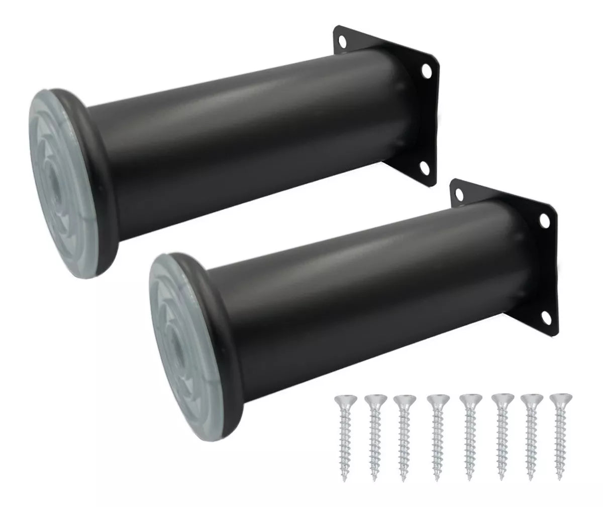 Pata Para Sofá y Muebles Redonda Acero Negro Mate 15 cm Con Tornillos