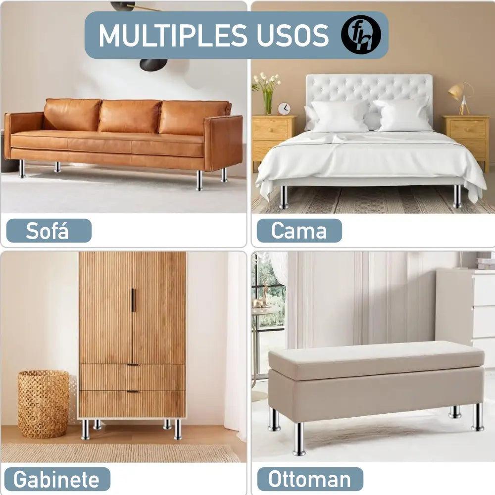 Pata Para Sofá y Muebles Redonda Acero Cromo 10 cm Con Tornillos