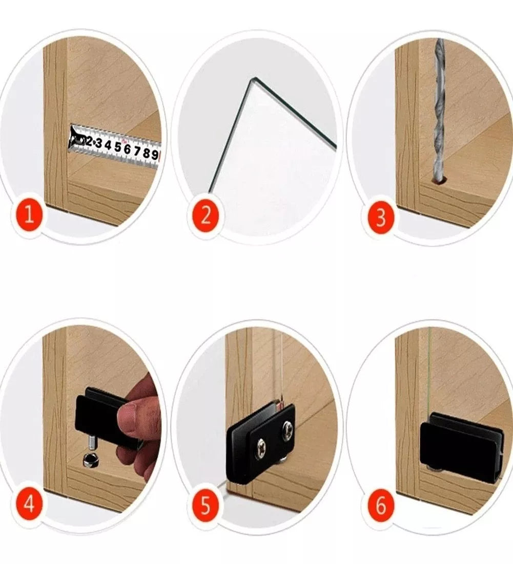 Bisagra Bivel Cromo Para Puerta Cristal Vidrio Kit 1 Puerta