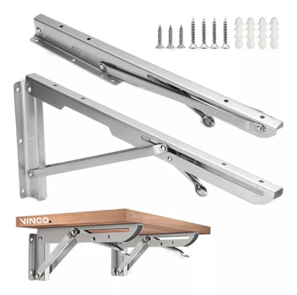 Soporte Abatible Reforzado Para Repisa Acero Inoxidable 30 cm
