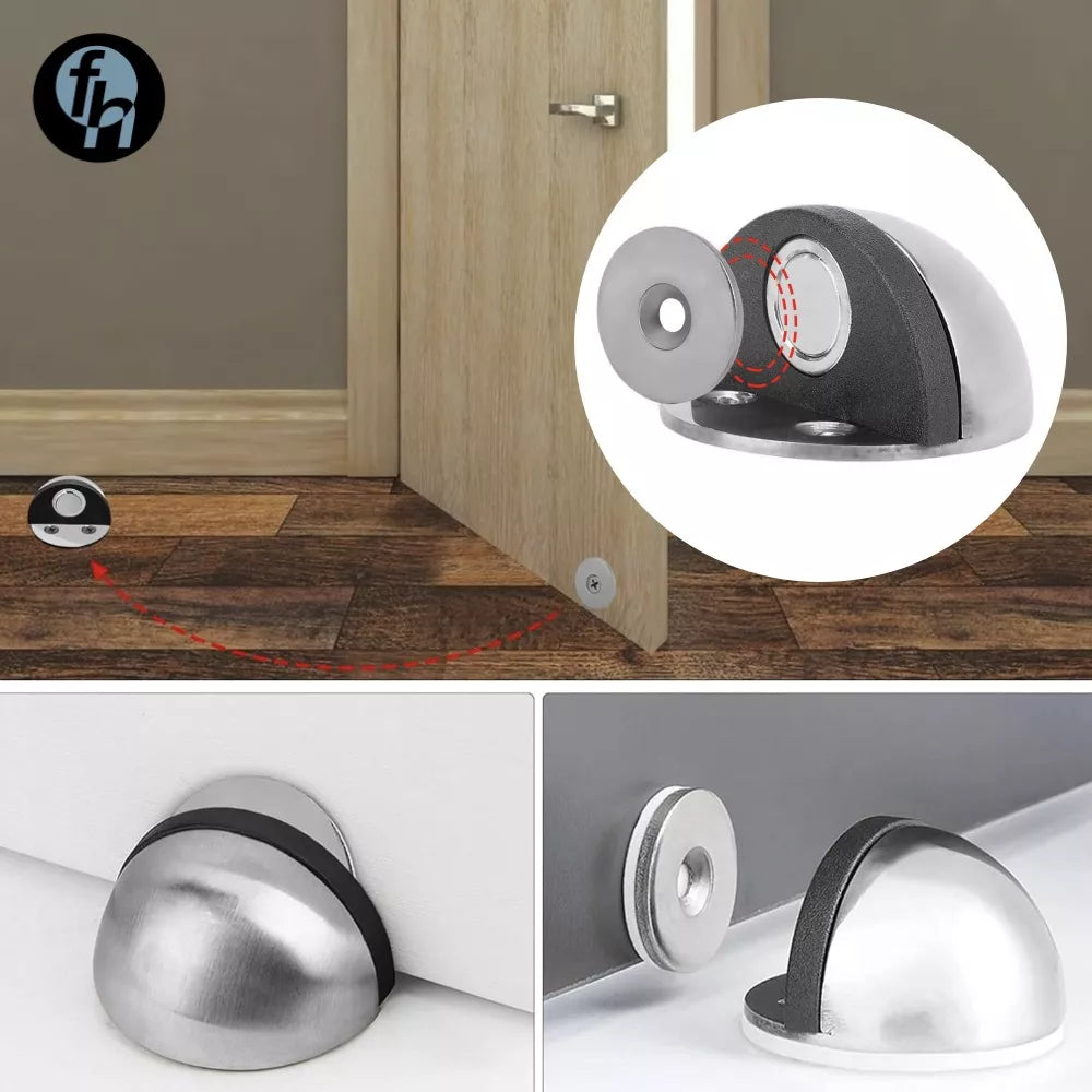 Tope Media Luna Magnético Para Puerta Níquel Satinado