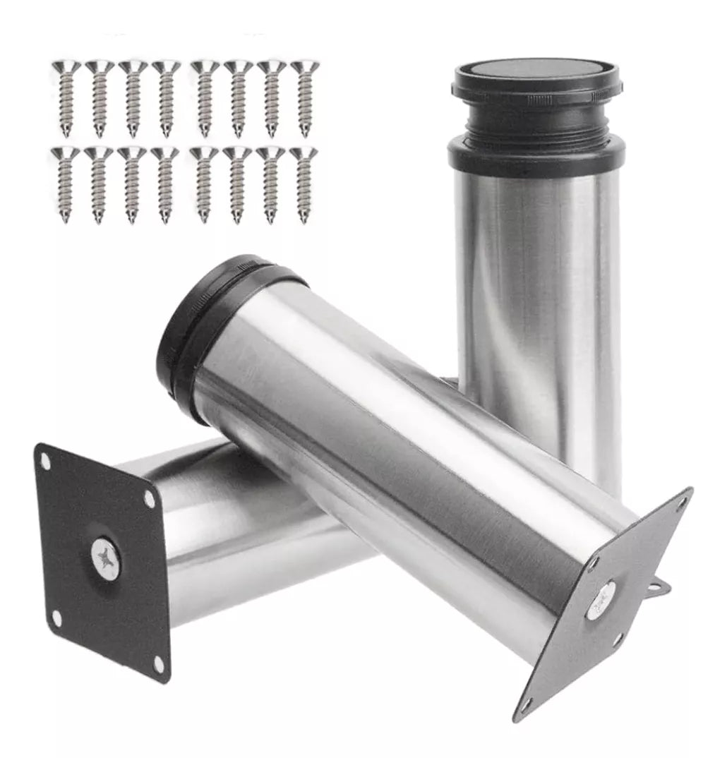 Pata Para Sofá y Muebles Regulable Redonda Acero Cromo 15-16 cm Con Tornillos