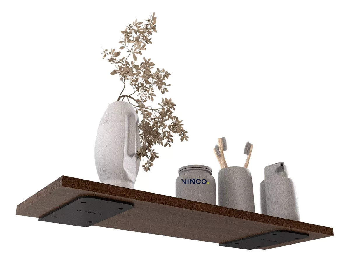 Repisa Flotante 20x60 cm Wengue Soporte Oculto Reforzado Minimalista