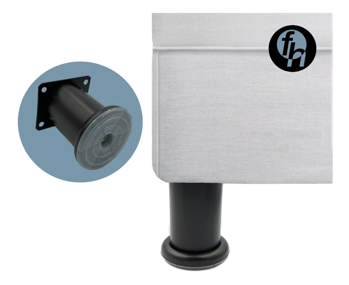 Pata Para Sofá y Muebles Redonda Acero Negro Mate 8 cm Con Tornillos
