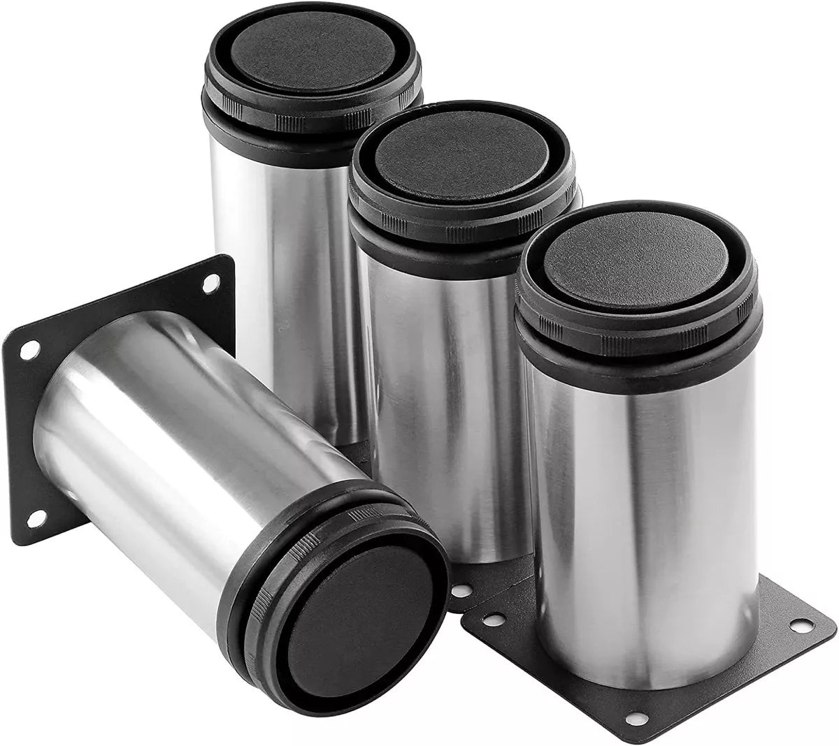 Pata Para Sofá y Muebles Regulable Redonda Acero Cromo 10-11 cm Con Tornillos