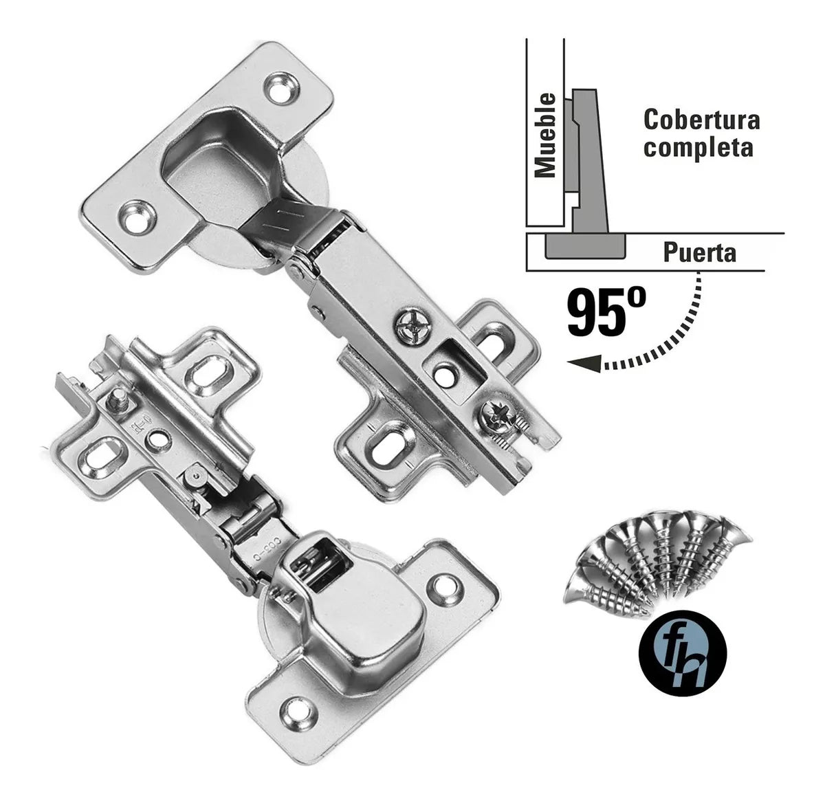 Bisagra Bidimensional Mini 26 mm Recta Con Tornillos FH