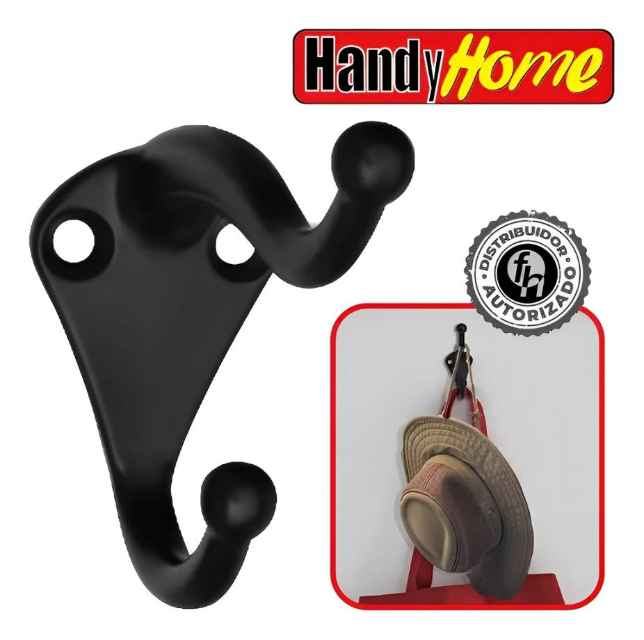 Gancho Perchero Largo y Corto Negro Mate Handy Home